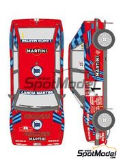 Shunko Models: Marking / livery 1/24 scale - Lancia Delta HF Integrale 16v sponsored by Martini Racing #1, 5 - Massimo 'Miki' Biasion (IT) + Tiziano Siviero (IT), Didier Auriol (FR) + Bernard Occelli (FR) - Sanremo Rally 1989 - water slide decals and assembly instructions - for Hasegawa references 20289, 25208 and HACR08, or Italeri reference 3689 image