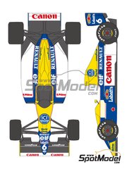 Shunko Models: Marking / livery 1/20 scale - Williams Renault FW13B Williams Grand Prix Engineering Team sponsored by Canon #5, 6 - Thierry Boutsen (BE), Riccardo Patrese (IT) - FIA Formula 1 World Championship 1990 - water slide decals and assembly instructions - for Tamiya reference TAM20025 image