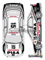 Shunko Models: Marking / livery 1/24 scale - Honda Accord Vtec Nakajima Racing Team sponsored by PIAA #15 - Takuya Kurosawa (JP) - Japan Touring Car Championship (JTCC) 1996 - water slide decals and assembly instructions - for Tamiya reference TAM24174 image