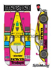 Shunko Models: Marking / livery 1/24 scale - Mazda 767B Pleasure Racing Team sponsored by NWB #230 - Tetsuji Shiratori (JP) + Shuji Fujii (JP) + Masatomo Shimizu (JP) - All Japan Sport Prototype Championship (JSPC) 1991 - water slide decals and placement instructions - for Hasegawa references 20312, 20325, 20359, hsg20359, 20446, CC-18, CC-20, SP60, 51560, SP88 and 51588
