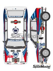 Shunko Models: Marking / livery 1/24 scale - Lancia Delta HF Integrale 8V sponsored by Martini #1, 4, 6 - Bruno Saby (FR) + Jean-Francois Fauchille (FR), Didier Auriol (FR) + Bernard Occelli (FR), Massimo 'Miki' Biasion (IT) + Tiziano Siviero (IT) - Monte Carlo Rally - Rallye Automobile de Monte-Carlo 1989 - water slide decals and assembly instructions - for Hasegawa reference 20289 image