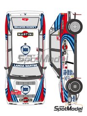 Shunko Models: Marking / livery 1/24 scale - Lancia Delta HF Integrale 16V sponsored by Martini #1, 4, 7 - Didier Auriol (FR) + Bernard Occelli (FR), Juha Kankkunen (FI) + Juha Piironen (FI), Tiziano Siviero (IT) + Massimo 'Miki' Biasion (IT) - Monte Carlo Rally - Rallye Automobile de Monte-Carlo 1990 - water slide decals and assembly instructions - for Hasegawa references 20289 and 25208 image