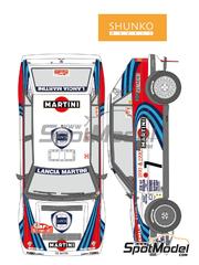 Shunko Models: Marking / livery 1/24 scale - Lancia Delta HF Integrale 16V sponsored by Martini #1, 4, 7 - Massimo 'Miki' Biasion (IT) + Tiziano Siviero (IT), Juha Kankkunen (FI) + Juha Piironen (FI), Didier Auriol (FR) + Bernard Occelli (FR) - Monte Carlo Rally - Rallye Automobile de Monte-Carlo 1990 - water slide decals and assembly instructions - for Hasegawa references 20289, 20433, 25013, CR-13, 20457, 20507, 20548, 20573, 20601, 20648, 20685, 20710, 25015, CR-15, 25208 and HACR08