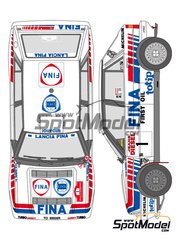 Shunko Models: Marking / livery 1/24 scale - Lancia Delta HF 16v sponsored by Fina #1 - Bernard Occelli (FR) + Didier Auriol (FR) - Sanremo Rally 1991 - water slide decals and assembly instructions - for Hasegawa references 20289, 20343, 25005, CR-5, 25005 and CR-5 image
