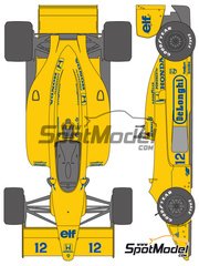 Shunko Models: Marking / livery 1/20 scale - Lotus Honda 99T Lotus Team sponsored by De Longhi Camel #11, 12 - Satoru Nakajima (JP), Ayrton Senna da Silva (BR) - FIA Formula 1 World Championship 1987 - water slide decals, assembly instructions and tobacco sponsor decals - for Tamiya references TAM20020 and TAM20057