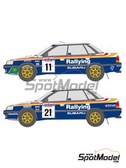 Shunko Models: Marking / livery 1/24 scale - Subaru Legacy RS sponsored by Rothmans #6, 11, 21 - Markku Alén (FI) + Ilkka Kivimäki (FI), Ari Vatanen (FI) + Bruno Berglund (SE), Colin McRae (GB) + Derek Ringer (GB) - Great Britain RAC Rally 1991 - water slide decals and assembly instructions - for Hasegawa references 20290, 20311, 20390, 25007 and CR-7 image