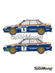 Shunko Models: Marking / livery 1/24 scale - Subaru Legacy RS 555 Subaru World Rally Team #2, 6 - Colin McRae (GB) + Derek Ringer (GB), Francois Chatriot (FR) + Michel Perin (FR) - Manx International Rally 1991 - water slide decals, assembly instructions, painting instructions and tobacco sponsor decals - for Hasegawa references 20311, 20390, 25007, CR-7, 25007 and CR-7 image