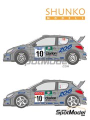 Shunko Models: Marking / livery 1/24 scale - Peugeot 206 WRC Works Team #9, 10, 16 - Francois Delecour (FR) + Daniel Grataloup (FR), Gilles Panizzi (FR) + Herv Panizzi (FR), Marcus Grnholm (FI) + Timo Rautiainen (FI) - Sanremo Rally, Svezia Sweden Rally 2000 - water slide decals and assembly instructions - for Tamiya reference TAM24226