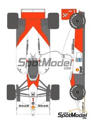 Shunko Models: Marking / livery 1/20 scale - McLaren Honda MP4/6 McLaren Racing Limited Team sponsored by Marlboro #1, 2 - Ayrton Senna da Silva (BR), Gerhard Berger (AT) - Japanese Formula 1 Grand Prix 1991 - water slide decals and assembly instructions - for Fujimi references FJ09044, GP10, 090443, FJ090443, FJ090443, 09044, GP10, FJ09044, FJ092133, 09213, FJ09213 and FUJ09213 image