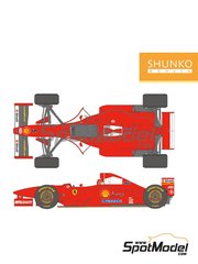 Shunko Models: Marking / livery 1/20 scale - Ferrari 310B Scuderia Ferrari Team sponsored by Marlboro Asprey Shell #5, 6 - Michael Schumacher (DE), Eddie Irvine (GB) - Canadian Formula 1 Grand Prix, Japanese Formula 1 Grand Prix 1997 - water slide decals, placement instructions and tobacco sponsor decals - for Tamiya reference TAM20045