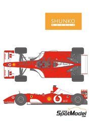 Shunko Models: Marking / livery 1/20 scale - Ferrari F2001B Scuderia Ferrari Team sponsored by Marlboro Vodafone #1, 2 - Michael Schumacher (DE), Rubens Barrichello (BR) - Australian Formula 1 Grand Prix 2002 - water slide decals and assembly instructions - for Tamiya reference TAM20052