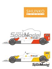 Shunko Models: Marking / livery 1/20 scale - McLaren TAG Porsche MP4/2C McLaren Racing Limited Team sponsored by Marlboro #1, 2 - Alain Prost (FR), Keijo Erik 'Keke' Rosberg (FI) - Australian Formula 1 Grand Prix, Portuguese Formula 1 Grand Prix 1986 - water slide decals, assembly instructions and tobacco sponsor decals - for Nunu references PN20001, B20005,B20001
