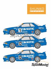 Shunko Models: Marking / livery 1/24 scale - Nissan Skyline GT-R Group A Impul Team sponsored by Calsonic #1, 12 - Kazuyoshi Hoshino (JP) + Masahiko Kageyama (JP), Toshio Suzuki (JP), Anders Olofsson (SE) - Japan Touring Car Championship (JTCC) 1991, 1992 and 1993 - water slide decals and assembly instructions - for Tamiya reference TAM24102 image