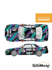 Shunko Models: Marking / livery 1/24 scale - Nissan Skyline GT-R Group A sponsored by HKS #87 - Yukihiro Hane (JP) + Osamu Hagiwara (JP) - Japan Touring Car Championship (JTCC) 1993 - water slide decals and assembly instructions - for Tamiya reference TAM24135 image