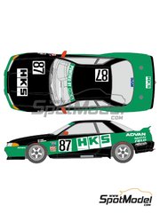 Shunko Models: Marking / livery 1/24 scale - Nissan Skyline GT-R Group A sponsored by HKS #87 - Yukihiro Hane (JP) + Osamu Hagiwara (JP) - Japan Touring Car Championship (JTCC) 1992 - water slide decals and assembly instructions - for Tamiya references TAM24102, TAM24105, TAM24109, TAM24113, TAM24117 and TAM24135 image
