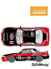 Shunko Models: Marking / livery 1/24 scale - Nissan Skyline GT-R Group A sponsored by Taisan #2 - Kunimitsu Takahashi (JP) + Keiichi Tsuchiya (JP) - Japan Touring Car Championship (JTCC) 1992 - water slide decals and assembly instructions - for Tamiya references TAM24102, TAM24109, TAM24113 and TAM24135 image