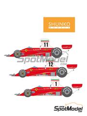 Shunko Models: Marking / livery 1/20 scale - Ferrari 312T Scuderia Ferrari Team #1, 2, 11, 12 - Niki Lauda (AT), Clay Regazzoni (CH) - Italian Formula 1 Grand Prix, Monaco Formula 1 Grand Prix, USA West Long Beach Formula 1 Grand Prix 1975 and 1976 - water slide decals and assembly instructions - for Hasegawa references 23202, 72136 and QG36