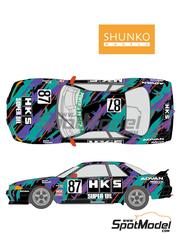 Shunko Models: Marking / livery 1/12 scale - Nissan Skyline GT-R Group A sponsored by HKS #87 - Yukihiro Hane (JP) + Osamu Hagiwara (JP) - Japan Touring Car Championship (JTCC) 1993 - water slide decals and placement instructions - for Fujimi references FJ14107, FJ14122, FJ141237 and FJ141848 image