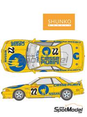 Shunko Models: Marking / livery 1/24 scale - Nissan Skyline GT-R Group A Object T Team sponsored by Ciesse Piumini #22 - Kazuo Shimizu (JP) + Masahiko Kageyama (JP) - Japan Touring Car Championship (JTCC) 1990 - water slide decals and assembly instructions - for Tamiya references TAM24102, TAM24109, TAM24113 and TAM24135 image