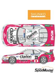 Shunko Models: Marking / livery 1/24 scale - Nissan Skyline GT-R LM Nismo Team sponsored by Clarion #23 - Kazuyoshi Hoshino (JP) + Toshio Suzuki (JP) + Masahiko Kageyama (JP) - 24 Hours Le Mans 1995 - water slide decals and placement instructions - for Tamiya reference TAM24161