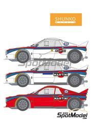 Shunko Models: Decoracin escala 1/24 - Lancia Rally 037 patrocinado por Martini Rothmans - Rally de Monte Carlo - Rallye Automobile de Monte-Carlo, Tour de Corse Rally de Francia, Shakedown Test Rally de Portugal - Vinho do Porto 1983 y 1984 - calcas de agua, manual de instrucciones y calcas de sponsors de tabaco - para las referencias de Hasegawa 20414, 20631, 25030, CR-30, 25030.OUTLET, 25031 y CR-31