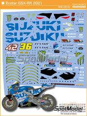 Shunko Models: Marking / livery 1/12 scale - Suzuki GSX-RR Suzuki Ecstar Team sponsored by Monster #36, 42 - Joan Mir (ES), Alex Rins (ES) 2021 - water slide decals and assembly instructions - for Tamiya reference TAM14139
