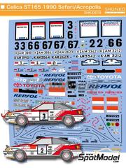 Shunko Models: Marking / livery 1/24 scale - Toyota Celica GT-Four ST165 Group A Toyota Team Europe TTE Team sponsored by Repsol, Fujitsu Ten #2, 3, 6, 67 - Carlos Sainz (ES) + Luis Moya (ES), Björn Waldegård (SE) + Fred Gallagher (GB), Mikael Ericsson (SE) + Claes Billstam (SE) - Acropolis Rally, Safari Rally 1990 - water slide decals and placement instructions - for Beemax Model Kits references B24006 and Aoshima 097885 image