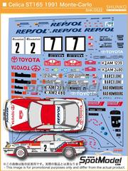 Shunko Models: Marking / livery 1/24 scale - Toyota Celica GT-Four ST165 Group A Toyota Team Europe TTE Team sponsored by Repsol, Marlboro #2, 7 - Carlos Sainz (ES) + Luis Moya (ES), Armin Schwarz (DE) + Arne Hertz (SE) - Monte Carlo Rally - Rallye Automobile de Monte-Carlo 1991 - water slide decals, placement instructions and tobacco sponsor decals - for Beemax Model Kits references B24002, Aoshima 084229, BX24044 and BEE-24044, or Nunu reference PN24015