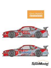 Shunko Models: Marking / livery 1/24 scale - Nissan Skyline GT-R (R34) Nismo Team sponsored by Motul, Xanavi #22, 23 - Masami Kageyama (JP) + Richard Lyons (GB), Michael Krumm (DE) + Satoshi Motoyama (JP) - Japan GT Championship JGTC 2003 - water slide decals and placement instructions - for Tamiya references TAM24268 and TAM24271