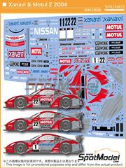 Shunko Models: Marking / livery 1/24 scale - Nissan 350Z Nismo, Pitwork Team sponsored by Xanavi, Motul #1, 22 - Richard Lyons (GB) + Satoshi Motoyama (JP), Masami Kageyama (JP) + Michael Krumm (DE) - Japanese Grand Touring Car Championship (JGTC) 2004 - water slide decals and placement instructions - for Tamiya reference TAM24277