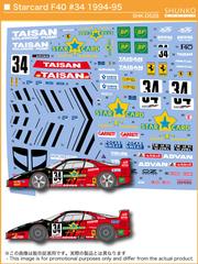 Shunko Models: Marking / livery 1/24 scale - Ferrari F40 LM Taisan Team sponsored by Starcard, Advan #34 - Keiichi Suzuki (JP) + Hideshi Matsuda (JP), Anthony Reid (GB) - Japan GT Championship JGTC 1994 and 1995 - water slide decals and assembly instructions - for Tamiya reference TAM24284 image