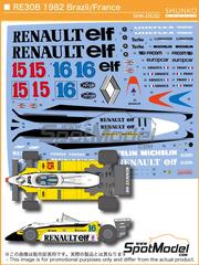 Shunko Models: Marking / livery 1/20 scale - Renault RE30B Turbo Renault F1 Team sponsored by ELF #15, 16 - Alain Prost (FR), Ren� Arnoux (FR) - FIA Formula 1 World Championship 1982 - water slide decals and assembly instructions - for Tamiya reference TAM20018