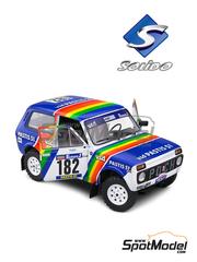 Solido: Diecast model car 1/18 scale - Lada Niva sponsored by Pastis 51, VSD #182 - Jean-Pierre Jabouille (FR) + Michel Sardou (FR) - Paris Dakar Rally 1984 - metal parts, plastic parts and rubber parts