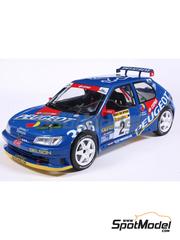 Solido: Diecast model car 1/18 scale - Peugeot 306 Maxi BMR Peugeot Sport Espa�a Team sponsored by Cepsa #2 - Jaime Azcona (ES) + Julius Billmaier (DE) - Avil�s Rally 1997 - metal parts, plastic parts and rubber parts