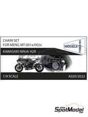 Stone Models: Chain set 1/9 scale - Kawasaki Ninja H2R - 3D printed parts - for Meng Model references MT-001, MT-001s, MT-002s, MT-002S, MENMT-002S and MT002S
