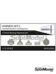 Stone Models: Seatbelts 1/12 scale - 5-Point Racing seatbelt buckles - closed type - 3D printed parts - 1 units