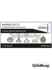 Stone Models: Seatbelts 1/12 scale - 5-Point Racing seatbelt buckles - open type - 3D printed parts - 1 units