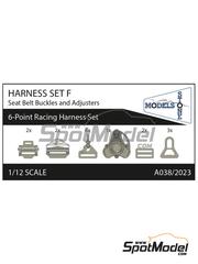 Stone Models: Seatbelts 1/12 scale - 6-Point Racing seatbelt buckles - 3D printed parts - 1 units