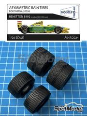 Stone Models: Tyre set 1/20 scale - Asymmetric Rain Tires - Benetton Ford B192 1991 and 1992 - 3D printed parts - for Tamiya reference TAM20036
