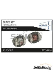 Stone Models: Frenos escala 1/12 - McLaren TAG Porsche MP4/2C - piezas impresas en 3D, otros materiales y manual de instrucciones - para las referencias de Italeri 4711 y IT4711