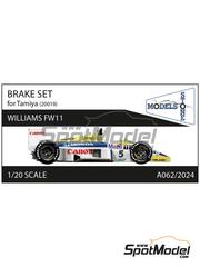 Stone Models: Brakes 1/20 scale - Williams Honda FW11 - 3D printed parts - for Tamiya reference TAM20019