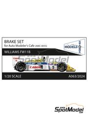 Stone Models: Frenos escala 1/20 - Williams Honda FW11B - piezas impresas en 3D y calcas de agua fabricadas con tecnolog�a digital - para la referencia de Tamiya TAM20019