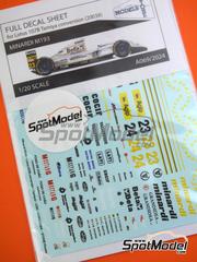 Stone Models: Marking / livery 1/20 scale - Minardi Ford M193 sponsored by Beta, Valleverde #23, 24 - Christian Fittipaldi (BR), Pierluigi Martini (IT) - FIA Formula 1 World Championship 1993 - water slide decals manufactured with digital technology and placement instructions - for Tamiya reference TAM20038