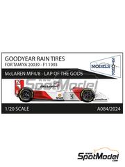 Stone Models: Tyre set 1/20 scale - McLaren MP4/8 Goodyear rain tires 1993 - 3D printed parts - for Tamiya references TAM20039 and TAM25172 - 4 units