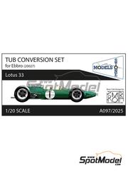 Stone Models: Cockpit set 1/20 scale - Lotus Climax Type 33 Tub Conversion 1965 - 3D printed parts - for Ebbro reference EBR20027