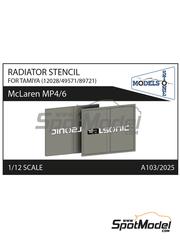 Stone Models: Logotypes 1/12 scale - McLaren MP4/6 Calsonic Radiator Stencil - 3D printed parts - for Tamiya references TAM12028, TAM49571 and TAM89721