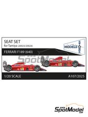 Stone Models: Seat 1/20 scale - Ferrari F1/89 640 - 3D printed parts - for Tamiya references TAM20023 and TAM20024