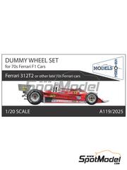 Stone Models: Rims 1/20 scale - Dummy Wheel Set for 70s Ferrari F1 Cars - 3D printed parts - for Hasegawa references HAFG1, 23201 and FG-1, or Tamiya references TAM20010 and TAM20051