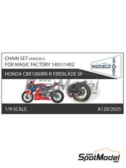 Stone Models: Chain set 1/9 scale - Honda CBR1000RR-R Fireblade SP - Version A - 3D printed parts - for Magic Factory references MAGIC-1401, MAGIC-1402, MAGIC-1404 and MAGIC-1405