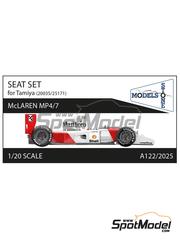 Stone Models: Seat 1/20 scale - McLaren Honda MP4/7 - 3D printed parts - for Tamiya references TAM20035 and TAM25171